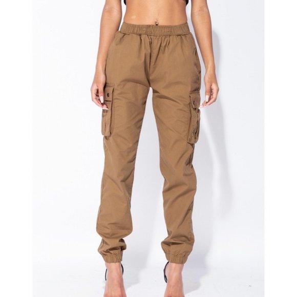 High Waist Loose Fit Cargo Utility Joggers Jogger Pants - Picture 4 of 7